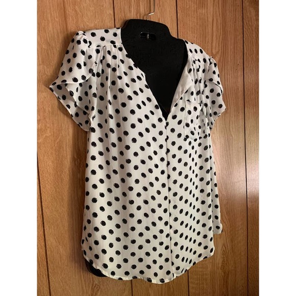 41 Hawthorne polka dot top size small short sleeve - Picture 4 of 12